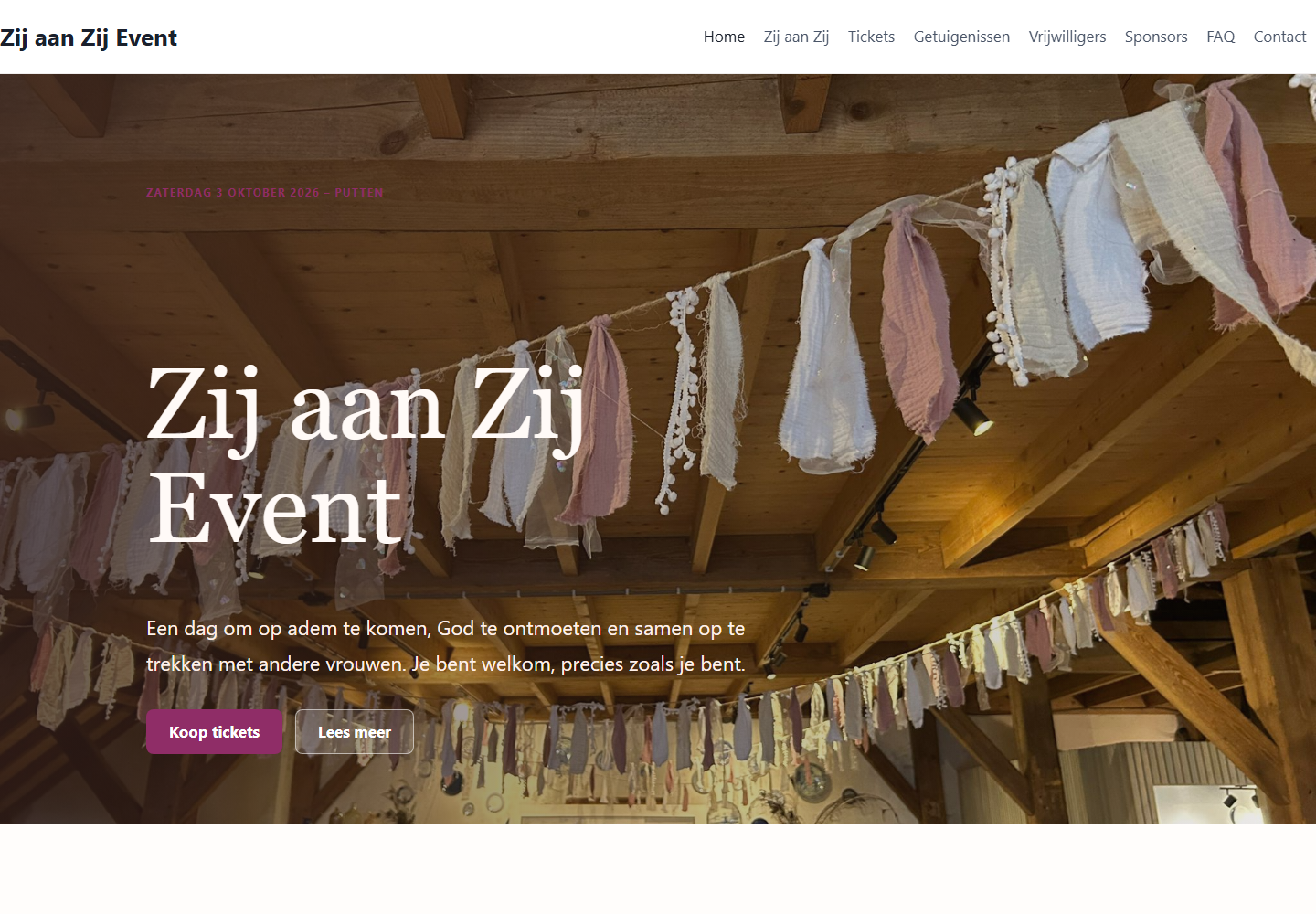 Homepage van Zij aan Zij Event